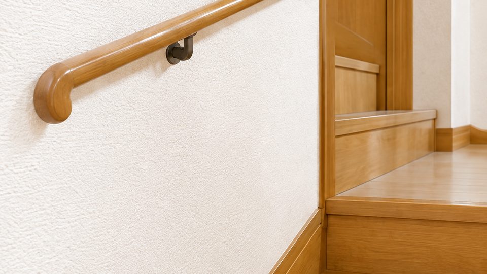 手すりを取り付けた住宅内の階段のイメージ